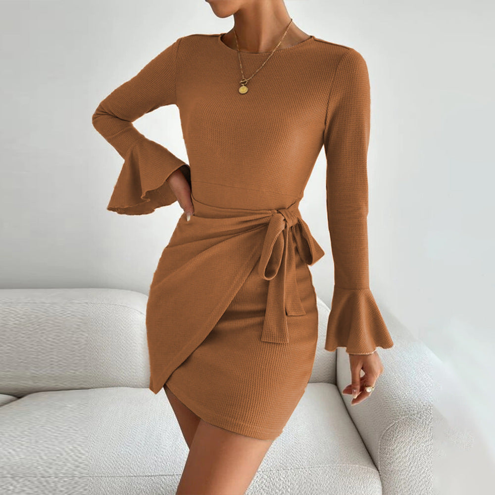 Levoire | Robe en A à manches longues Sexy robe en A Marron clair