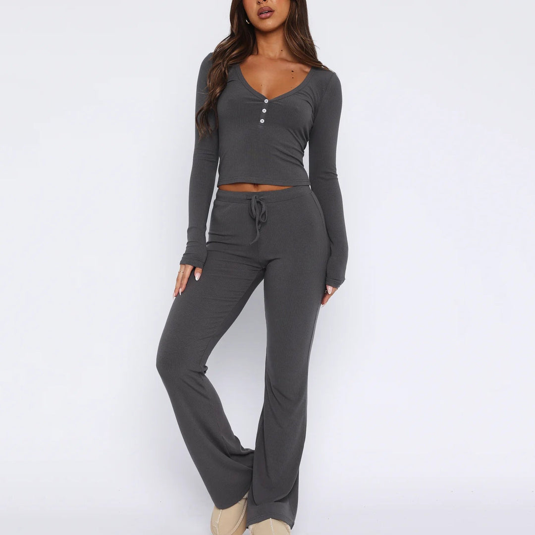 Levoire | Top confortable Pantalons longs Ensemble en deux pièces en soie