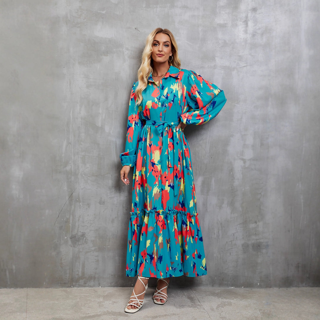 Robe Maxi Femme avec Manches Longues Tendance et Imprimé Floral Levoire