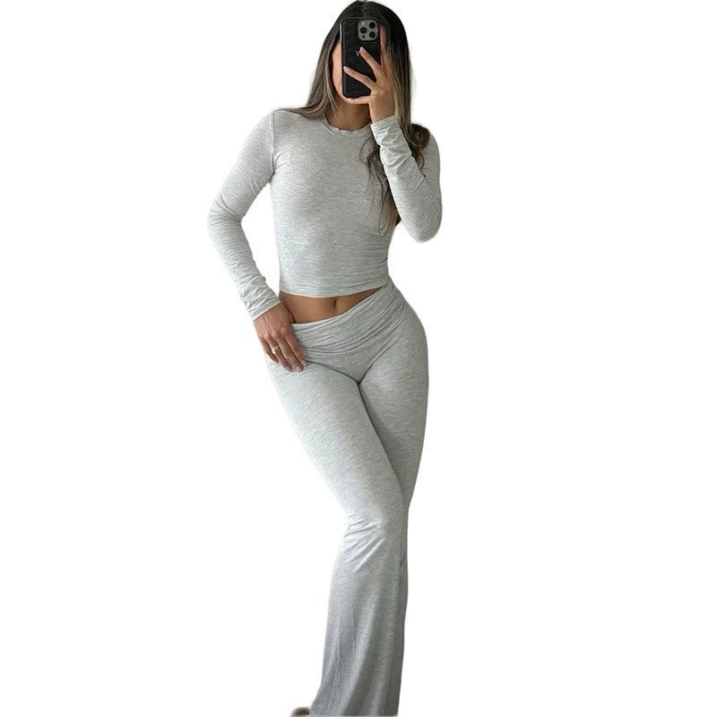 Levoire | Ensemble d'entraînement Décontracté Deux pièces Largeur de coupe Pantalon Ensemble Gris
