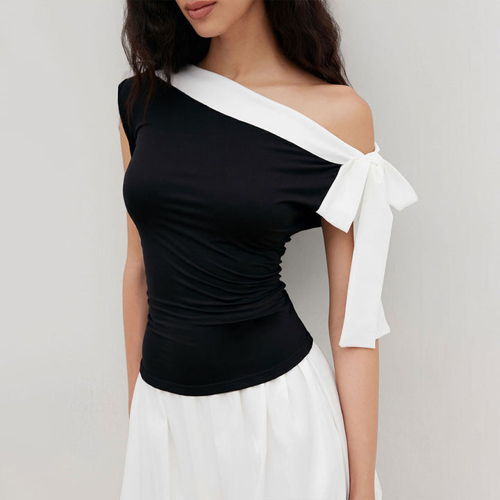 Haut femme avec design épaules dénudées et fermeture nœud ludique Levoire