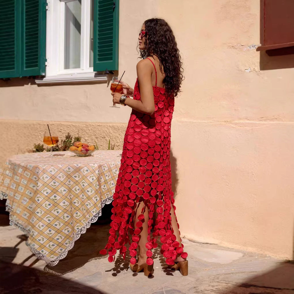 Robe maxi pour femmes avec un élément circulaire unique et une coupe fluide Levoire