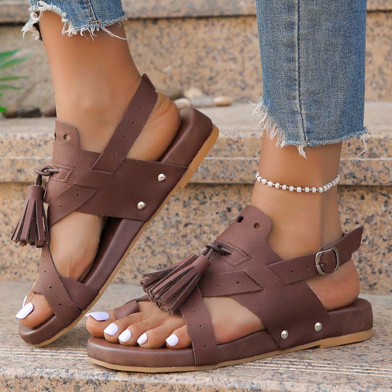 Levoire | Magnifiques Sandales Boho Avec Pompons Pour Femmes