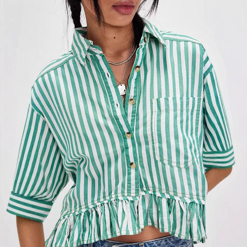 Blouse rayée pour femmes avec ourlet à volants et coupe décontractée Levoire