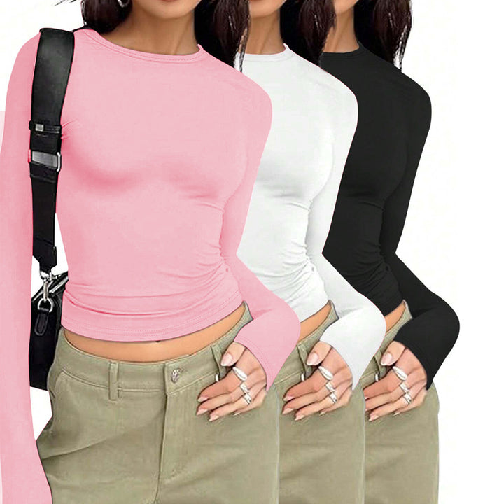 Chemise basique à manches longues pour dames avec un élégant col rond Levoire