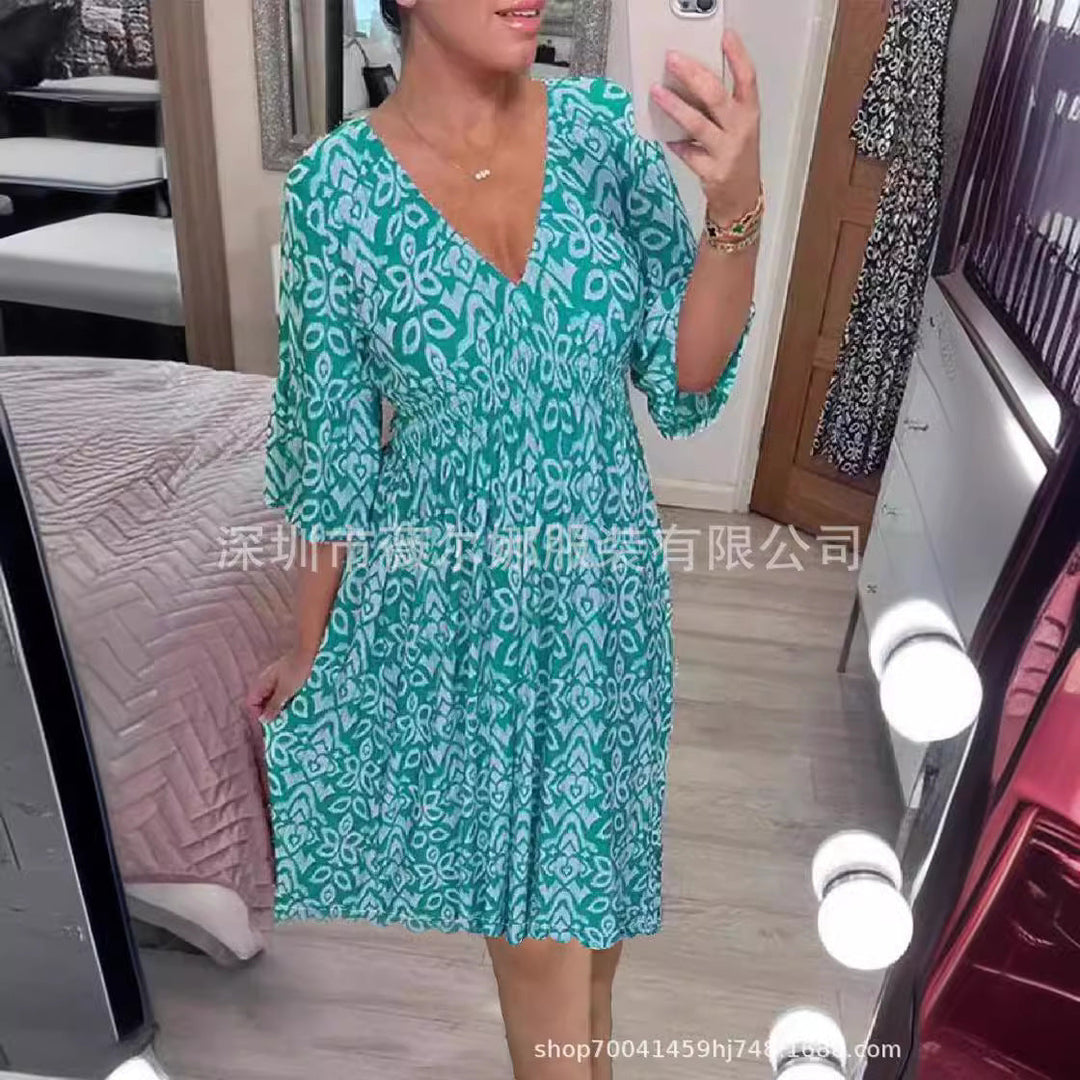 Levoire | Jupe Élastique Grande Taille Fée V-Cou Fleur Jupe Non bleu
