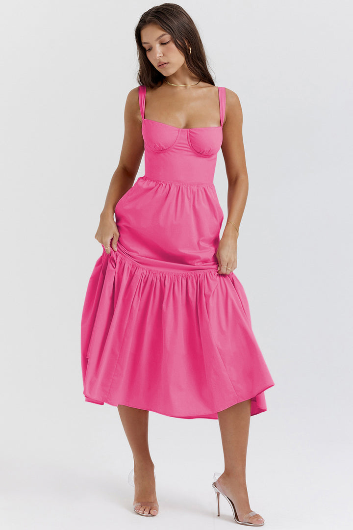 Robe maxi à motifs floraux pour femmes avec corsage ajusté et jupe évasée Levoire