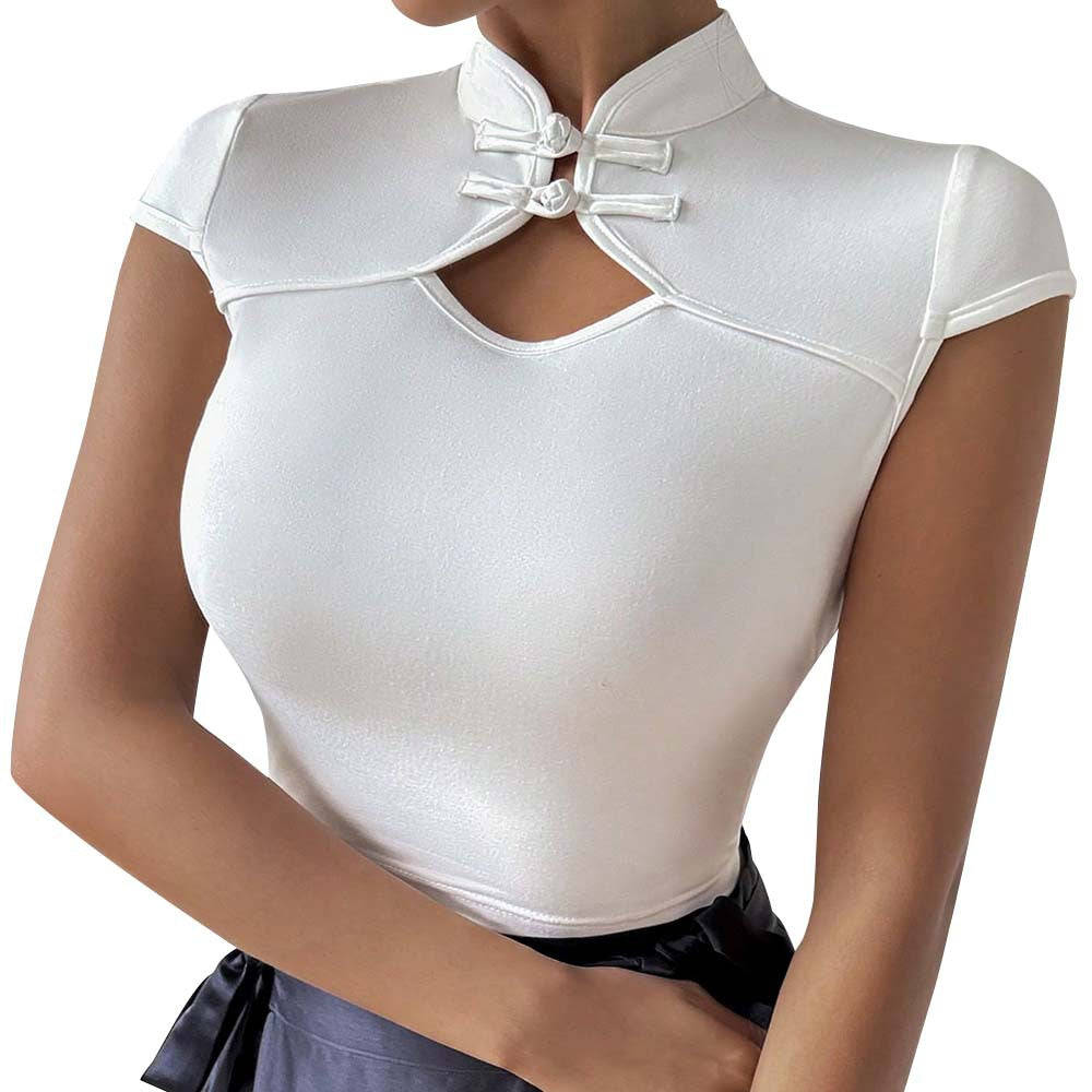 Robe ajustée pour femmes avec col montant élégant et boutons décoratifs Levoire