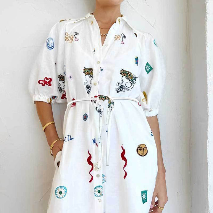 Robe d'été pour femme avec design d'embroidery coloré Levoire