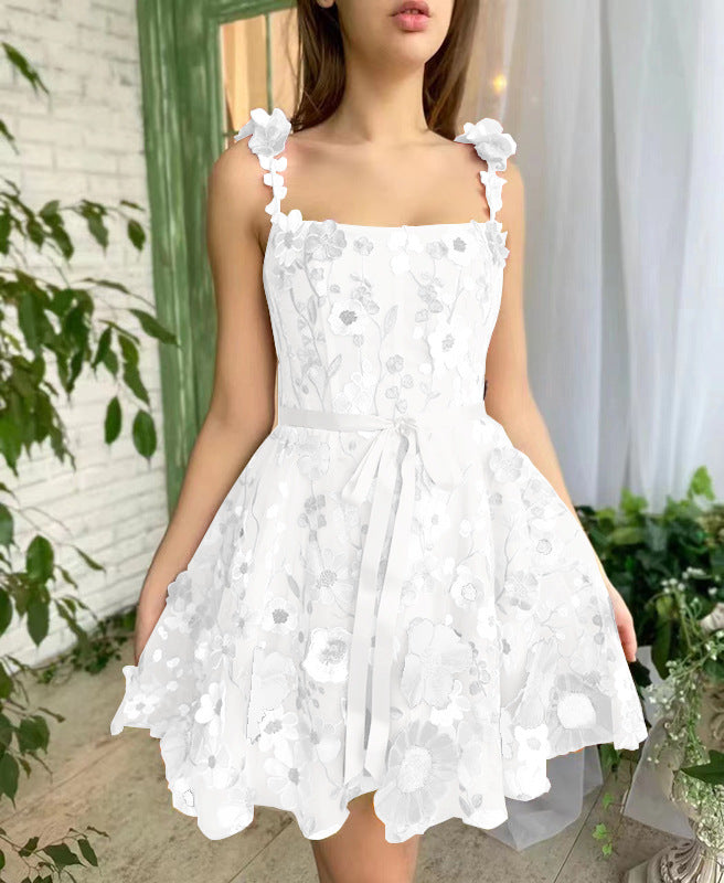 Levoire | Chic Flower Broderie Bodycon Sexy Robe Blanc