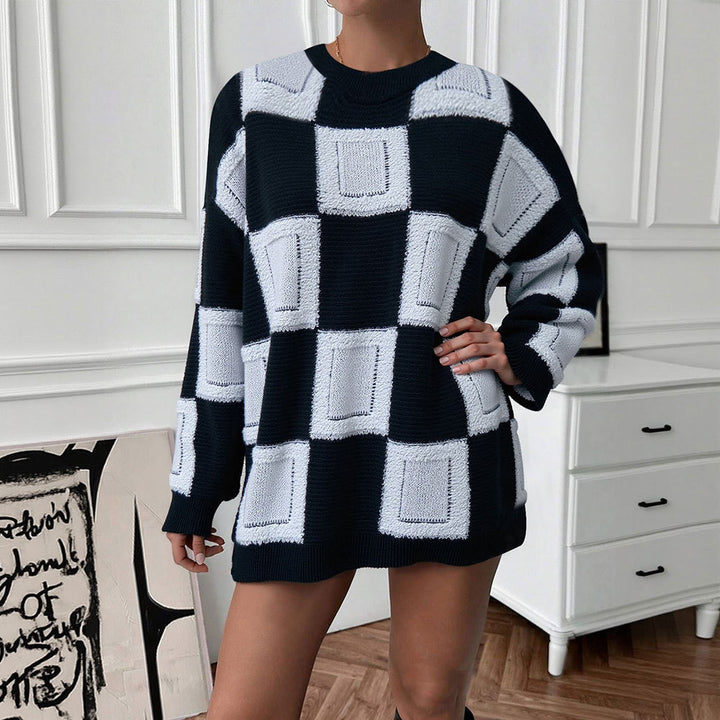Sweat à capuche oversized pour femmes avec motif géométrique et manches élastiques Levoire
