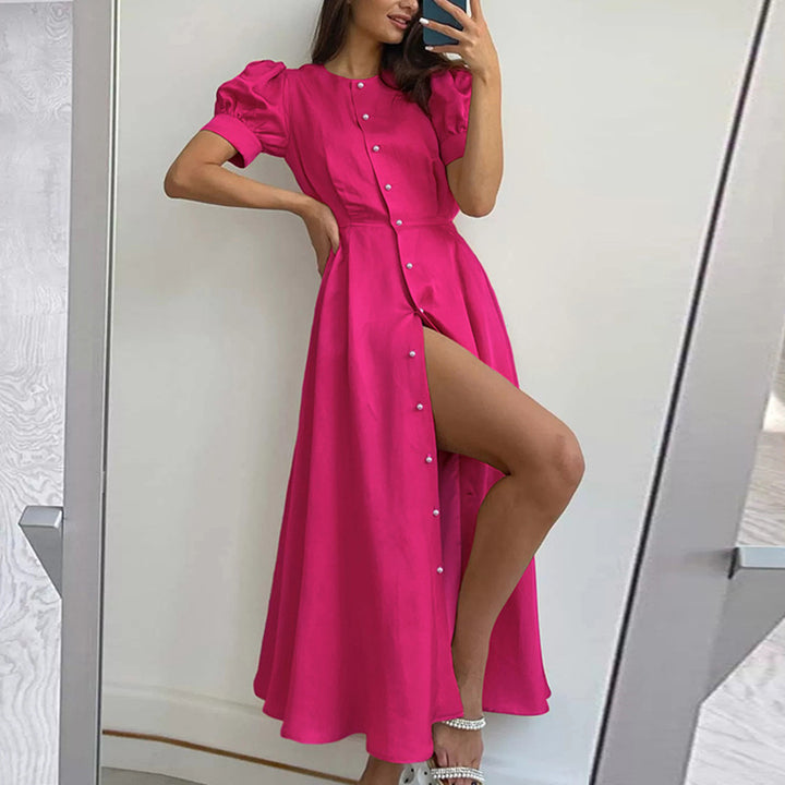 Robe chemise mi-longue pour femme avec boutons et fente latérale Levoire