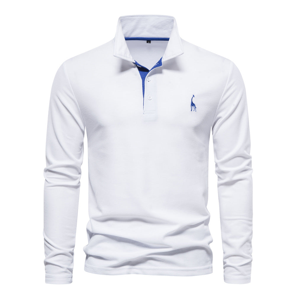 Homme Polo à manches longues avec col moderne et qualité coton respirant Avriane