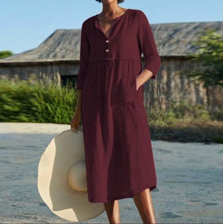 Levoire | Robe à sac Coton-lin À manches mi-longues Robe