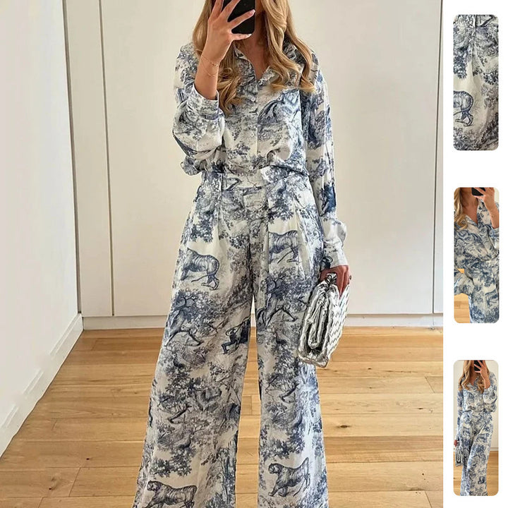 Ensemble Élégant Femme en Deux Pièces avec Coupe Ample et Motif Floral Levoire