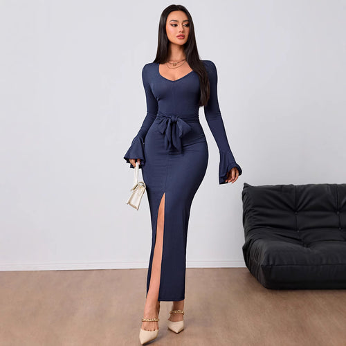 Robe femme avec décolleté en V et manches évasées Levoire