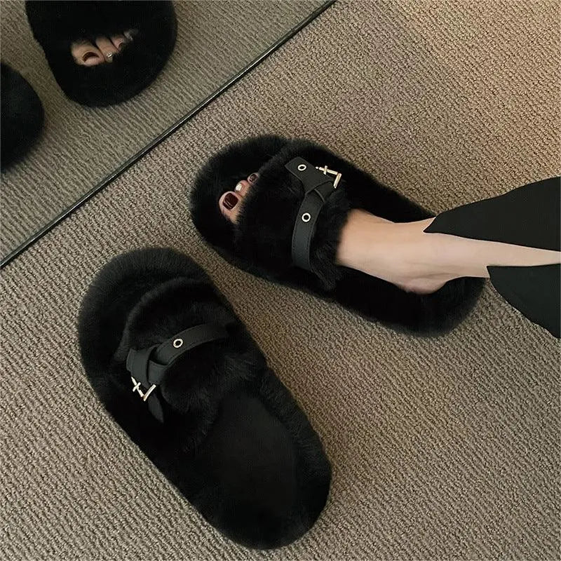 Levoire | Chaussons doux avec semelle épaisse en coton doublé Noir