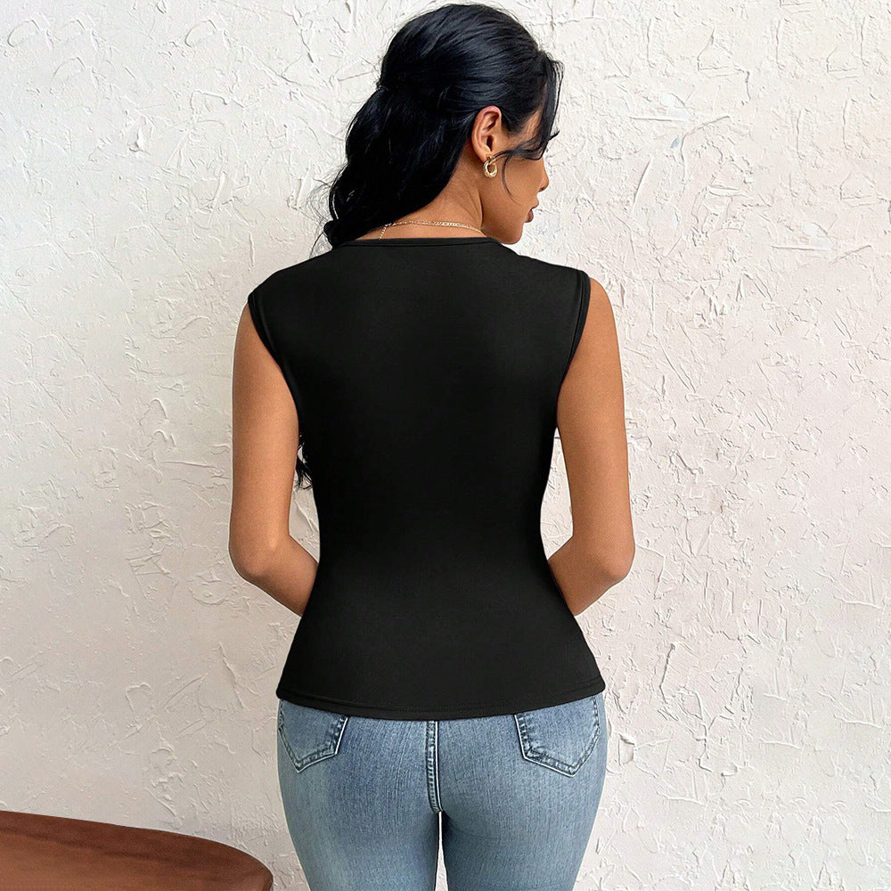 Top asymétrique pour femmes avec drapage élégant et découpe à la mode Levoire