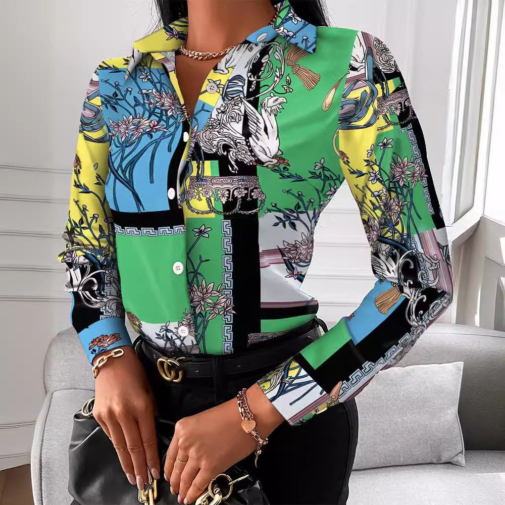 Levoire | Élégante chemise à manches longues imprimée printemps-automne