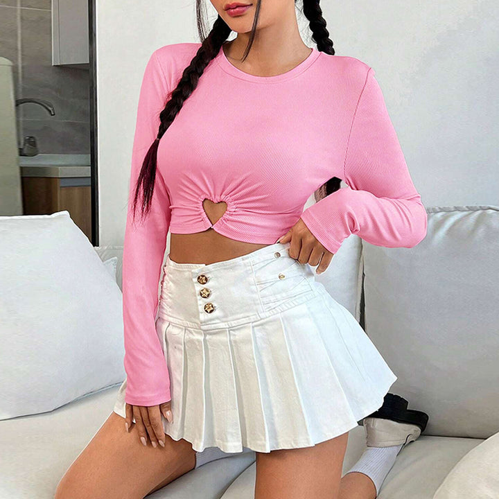 Femme à manches longues cropped avec encolure en cœur et drapé élégant Levoire