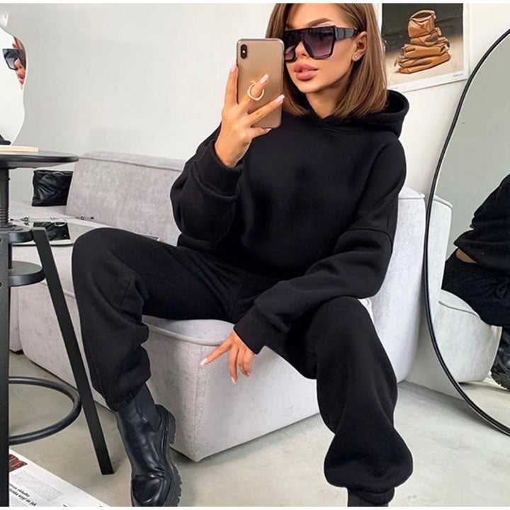 Levoire | Sweat-shirt décontracté à capuche, série à deux pièces noir