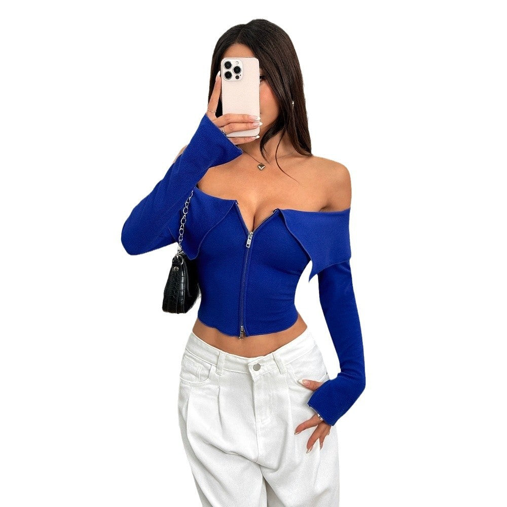 Haut court pour femme avec fermeture éclair asymétrique et design sans épaule Levoire