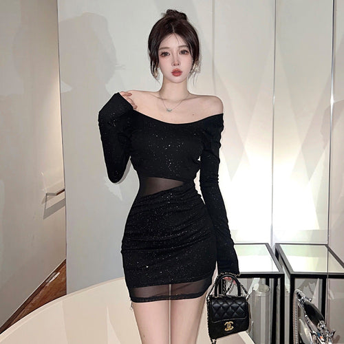 Levoire | Robe Bodycon à Découpe en Réseau Brillante Sexy