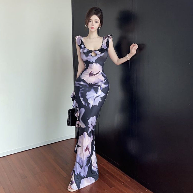 Levoire | robe à volants à encolure à décolleté