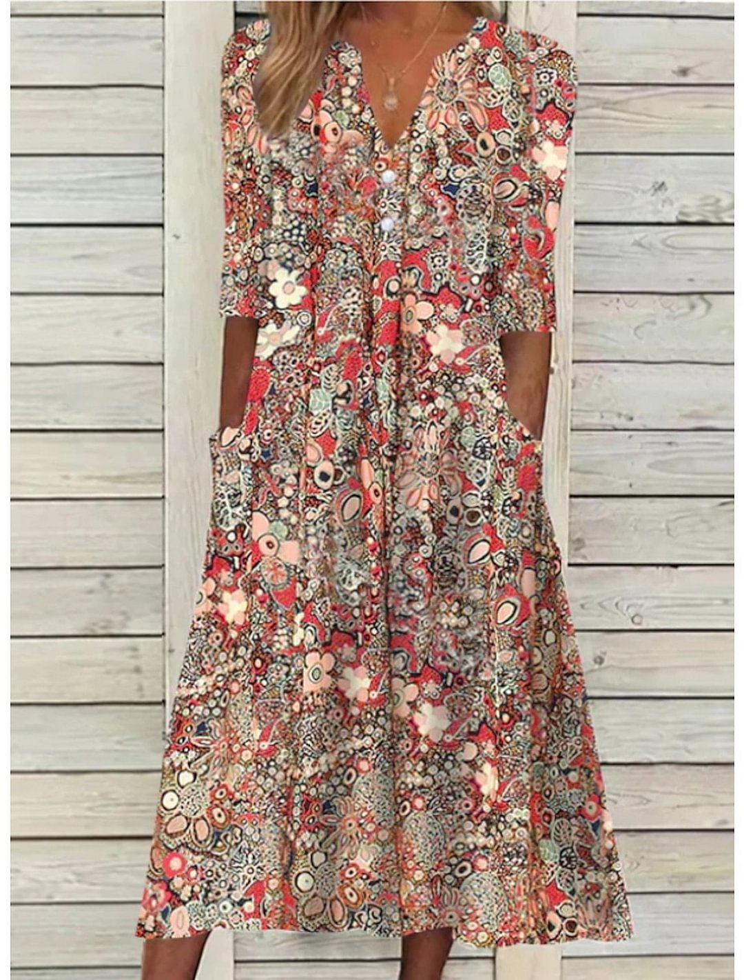 Levoire | Robe D'Été Mi-Longue Pour Femmes Rot