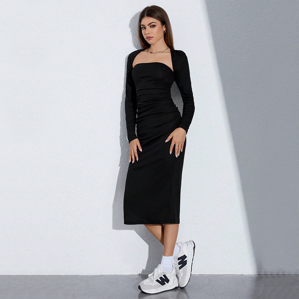 Levoire | Robe longue à manches longues sans bretelles élégante à deux pièces