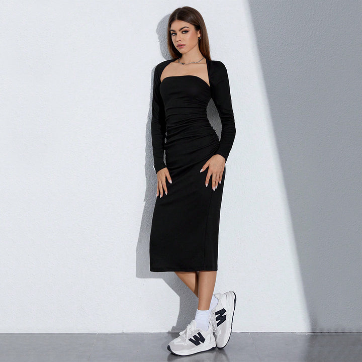 Robe maxi élégante pour femmes avec fronces et fente latérale Levoire