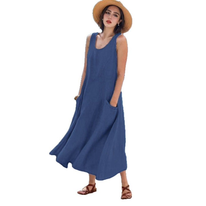 Levoire | Robe en lin Sac d'été Sans manches Col rond Robe