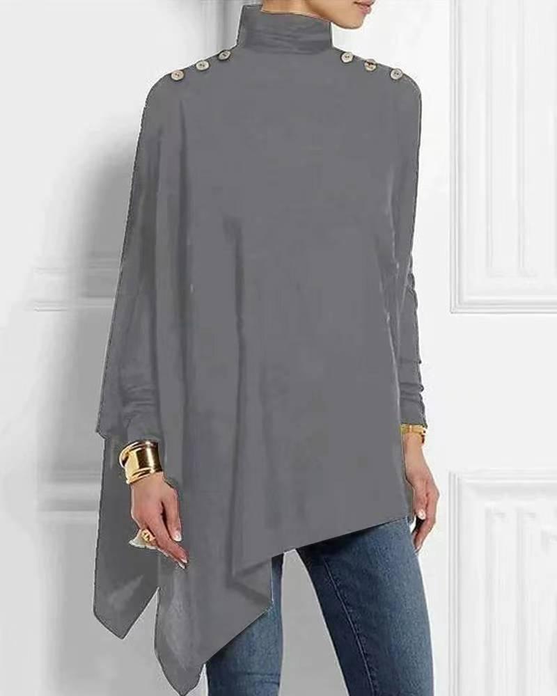 Levoire | Haut Asymétrique À Col Montant Élégant Pour Femmes Gris