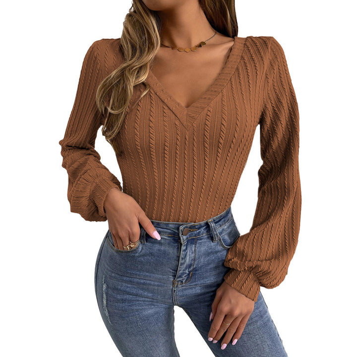 Body en tricot pour femme avec décolleté en V et élégantes manches bouffantes Levoire