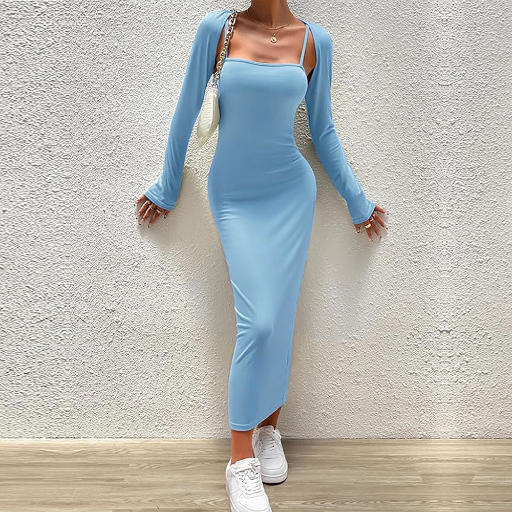 Robe maxi à manches longues pour femmes avec décolleté carré chic et coupe flatteuse Levoire