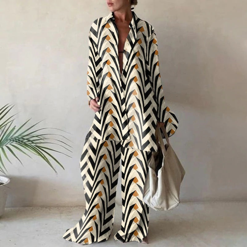 Levoire | Ensemble De Blouses À Manches Longues Amples Et De Pantalons Larges Assortis Rostrayures