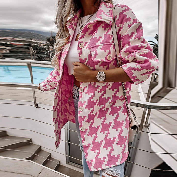 Veste oversize pour femmes dans un motif pied de poule moderne avec poches pratiques Levoire