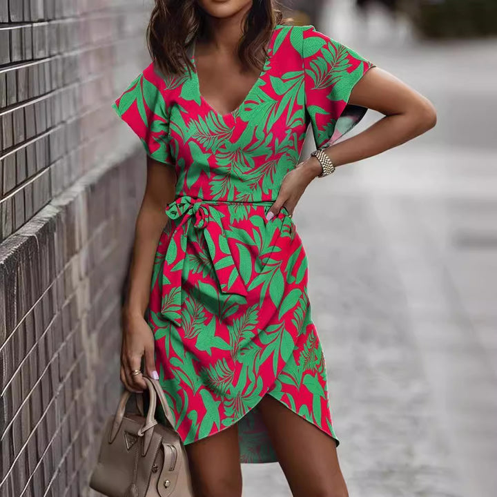 Robe portefeuille femme avec imprimé floral et nœud élégant Levoire