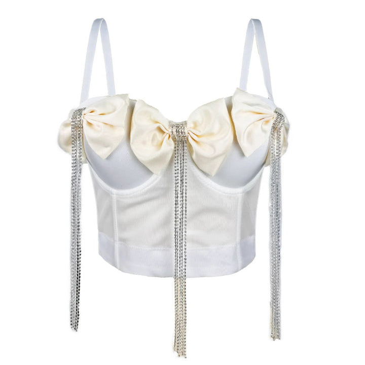 Levoire | Corset élégant avec des rubans doubles et des strass Blanc
