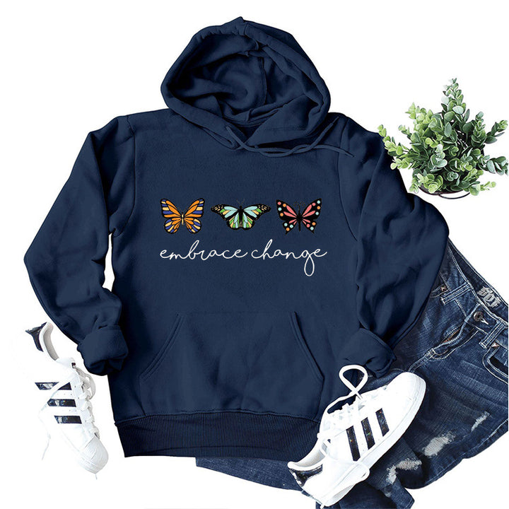 Sweat à capuche pour femmes avec motif de papillon inspirant et message motivant Levoire