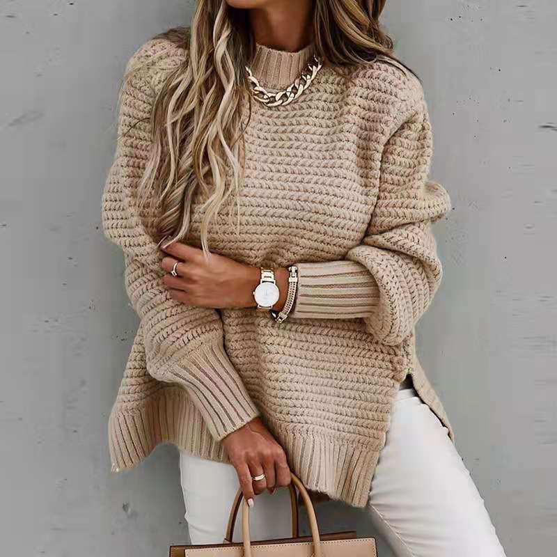 Pull en tricot pour femme avec un motif gaufré moderne et des manches larges Levoire