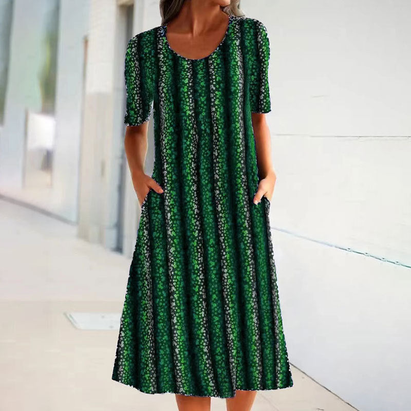 Levoire | Rennon leopard rayé pusero col rond à manches courtes robe
