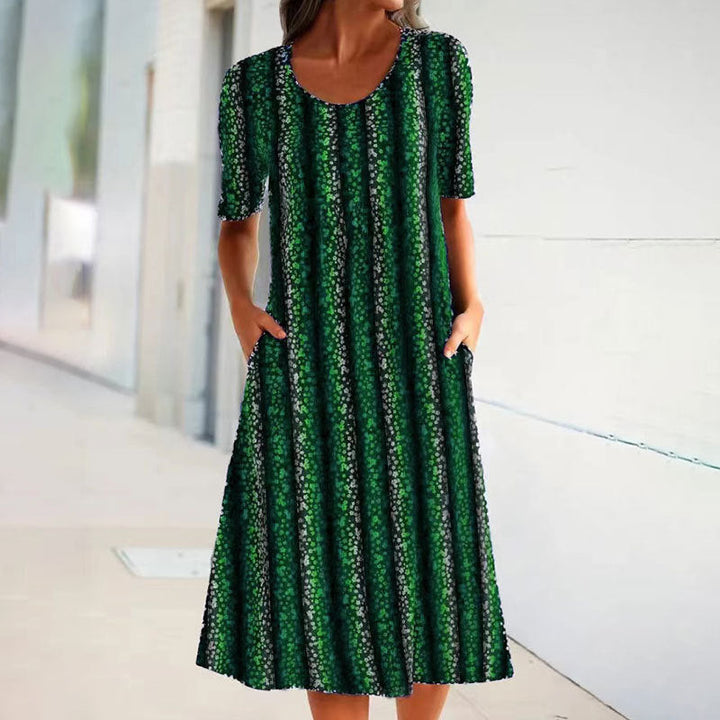 Levoire | Rennon leopard rayé pusero col rond à manches courtes robe
