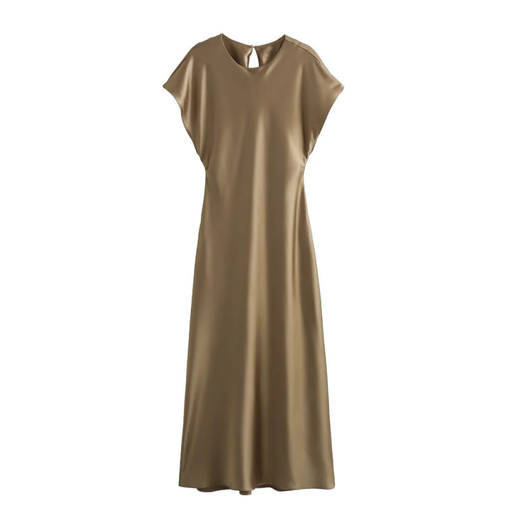 Levoire | Éblouissante robe midi sans manches à finition satinée Braun