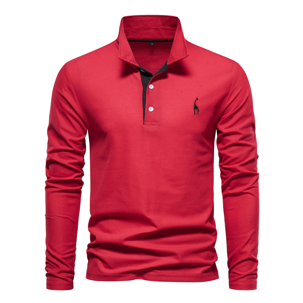 Homme Polo à manches longues avec col moderne et qualité coton respirant Avriane