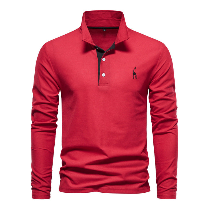 Homme Polo à manches longues avec col moderne et qualité coton respirant Avriane