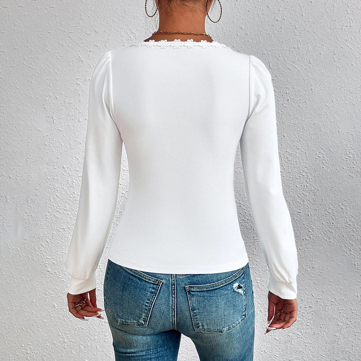 Chemisier à manches longues pour femmes avec décoration en volants élégante et silhouette ajustée Levoire