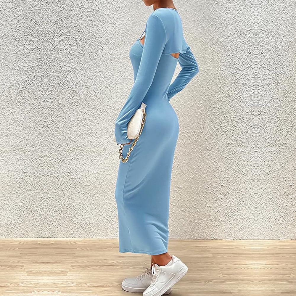 Robe maxi à manches longues pour femmes avec décolleté carré chic et coupe flatteuse Levoire