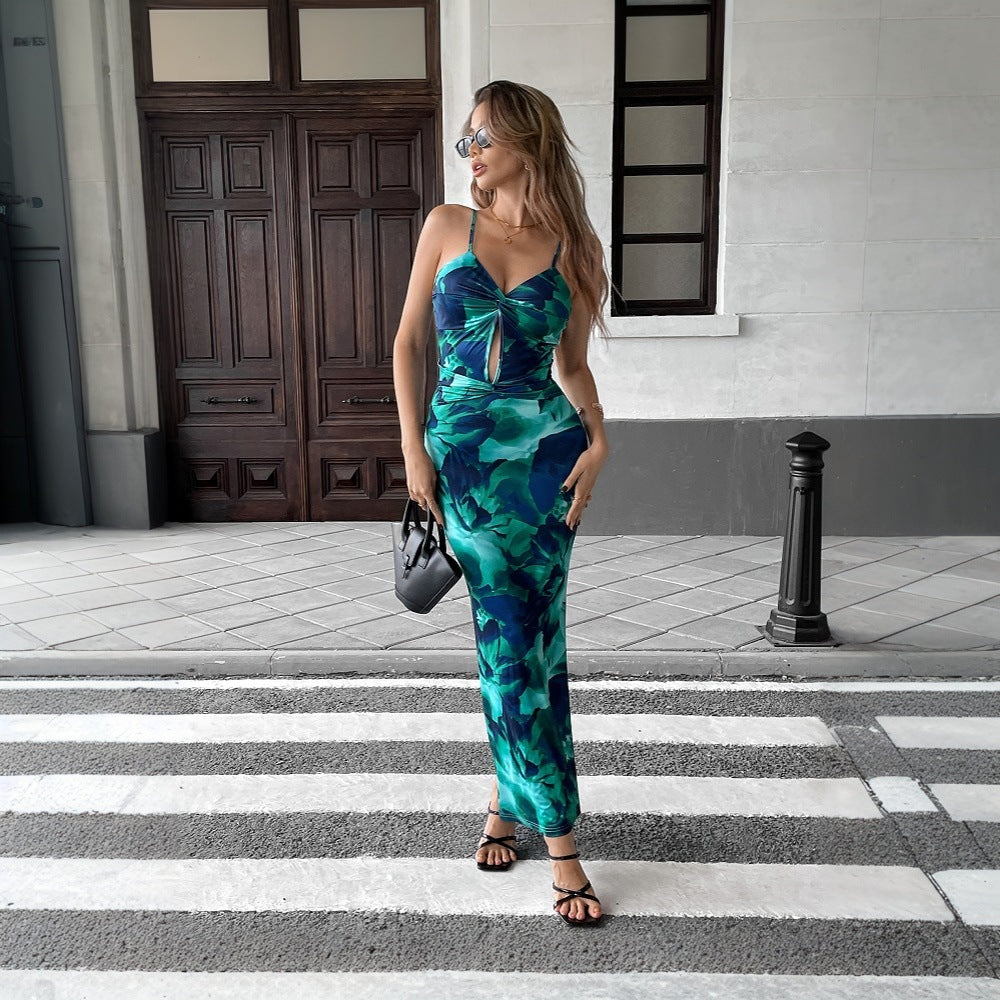Robe de soirée pour femmes avec motif floral et découpe élégante Levoire