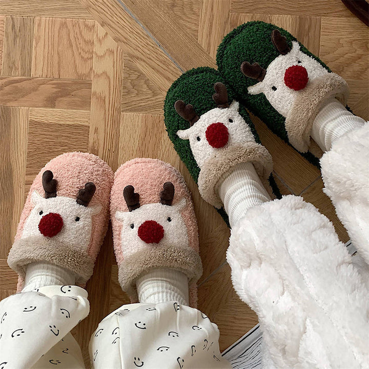 Levoire | Amusant Épais Chaud Chaussons Imprimé Renne Pour Femmes